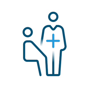 Doctor and patient icon