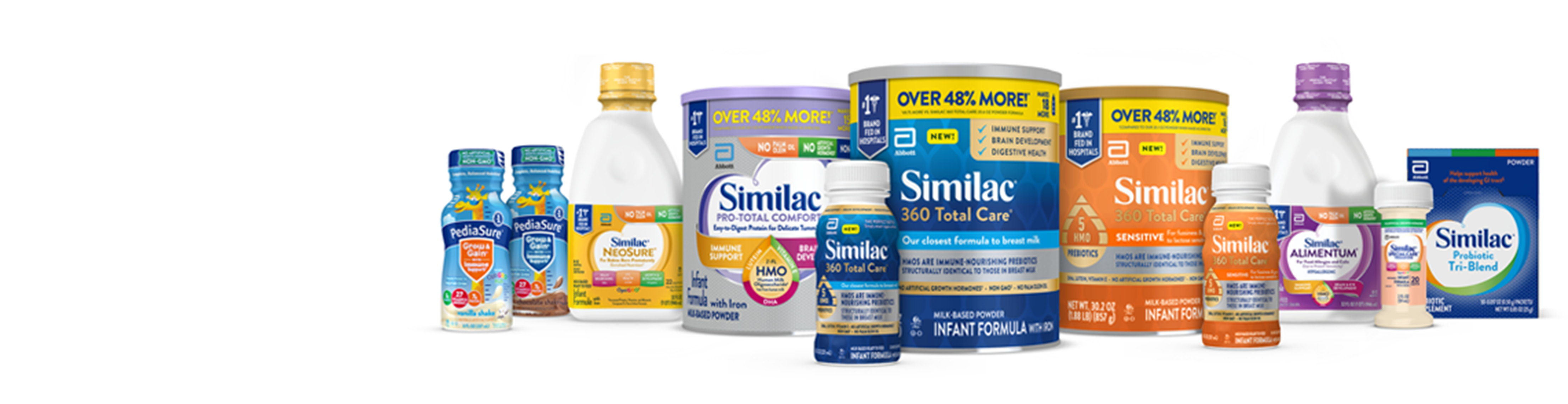 A broad selection of Similac and PediaSure products 