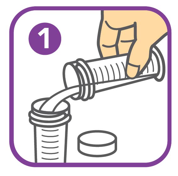 Pour desired quantity of human milk into sterile feeding container.