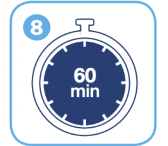 Administer mixed product within 60 minutes