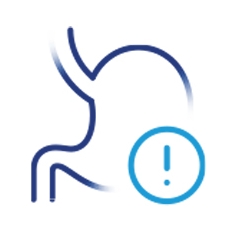 icon of stomach with an exclamation point